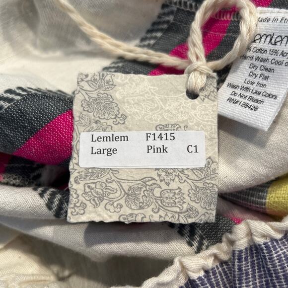 NWT lemlem Striped Skirt with Pockets, Cream, Pink, Multi, Women's Size Large - Picture 7 of 9